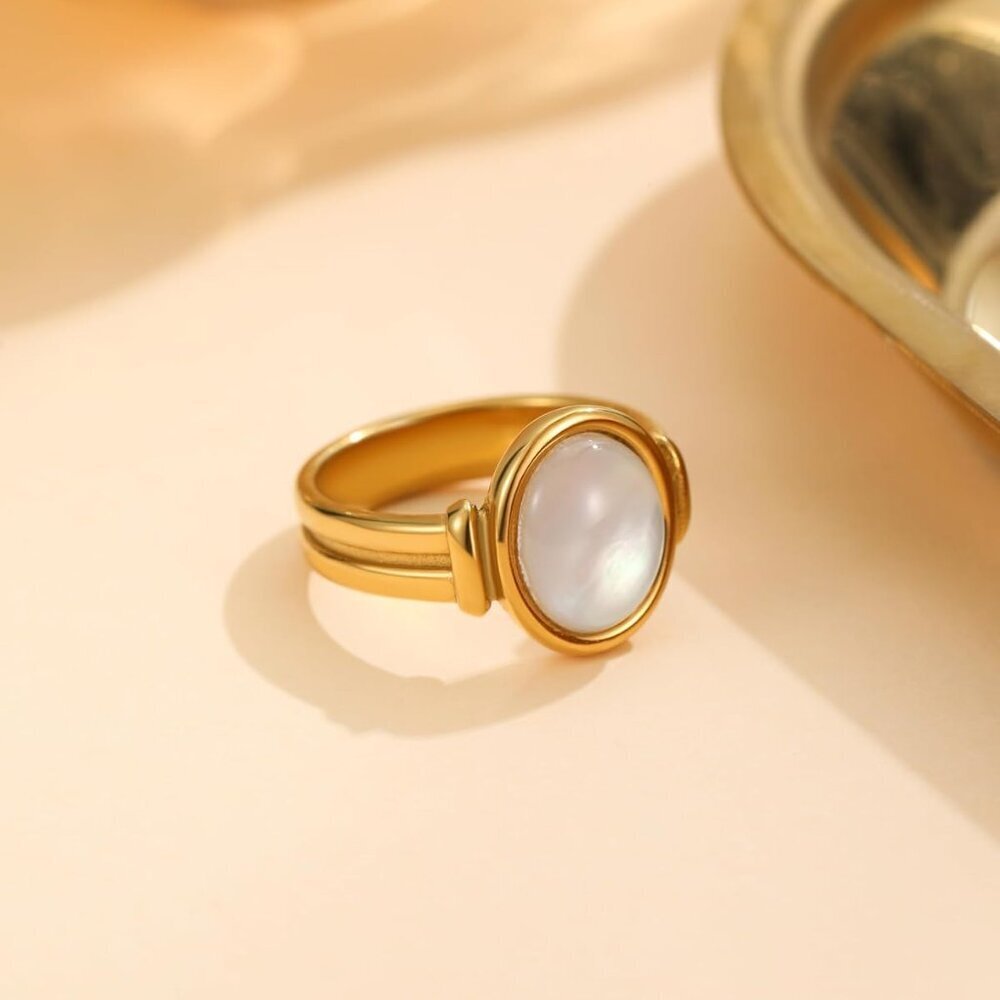 Gold Ring Women Chic Non Tarnish Chunky Jewelry Gift Stainless Steel 7 - Picture 3 of 9
